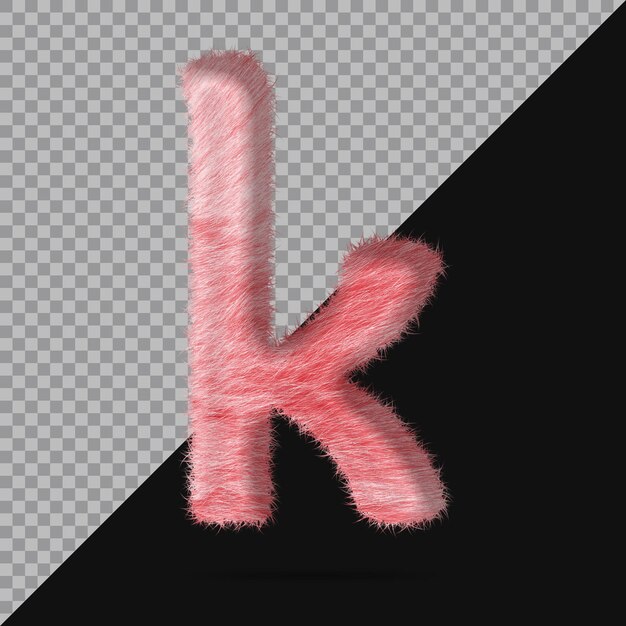 PSD small letter k with realistic 3d fur