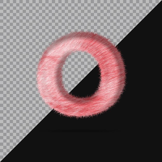 Small letter o with realistic 3d fur