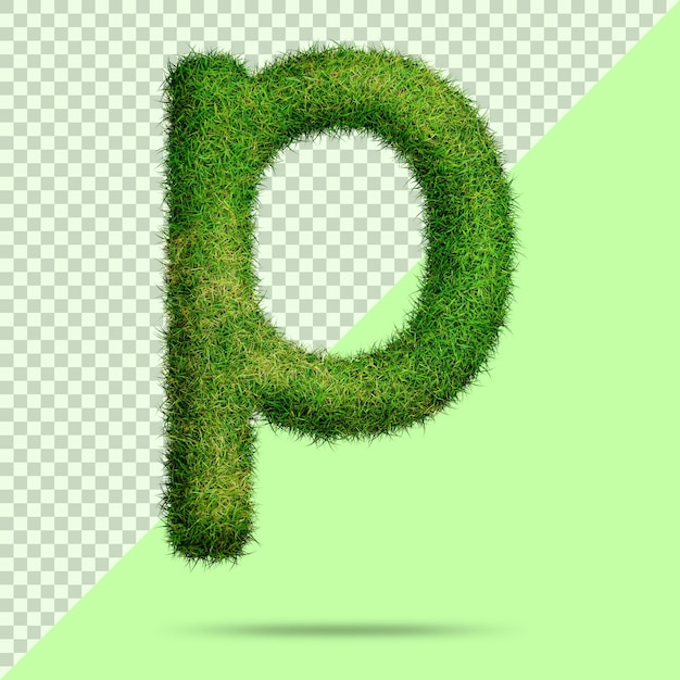 PSD リアルな3d草と小文字のp