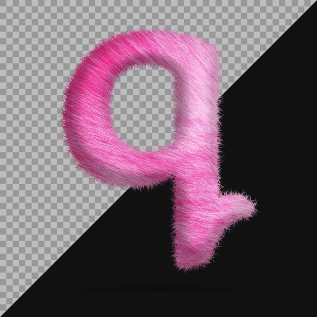 PSD small letter q with realistic 3d fur