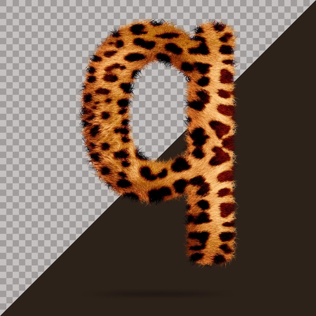 PSD small letter q with realistic 3d fur