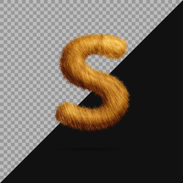 Small letter s with realistic 3d fur