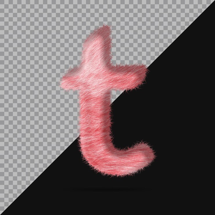 PSD 小字母 t 字母和真實的 3d 毛皮