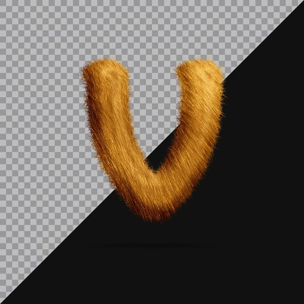 リアルな3dファー付きの小さな文字v