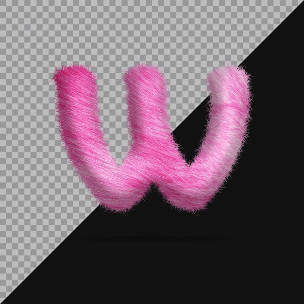 PSD small letter w with realistic 3d fur