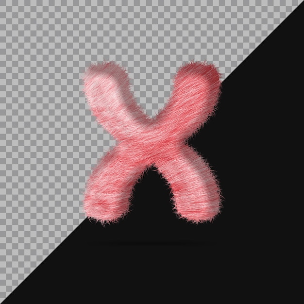 Small letter x with realistic 3d fur