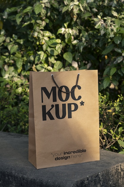 PSD small paper bag outdoors