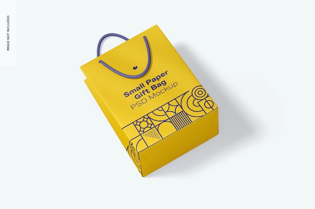 Small Paper Gift Bag With Rope Handle Mockup