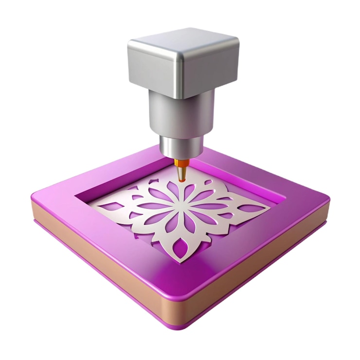PSD a small pink box with a silver metal object on it