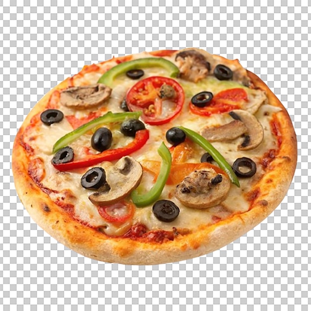 Small Pizza with Different Toppings Like Mushrooms Olives and Bell Peppers