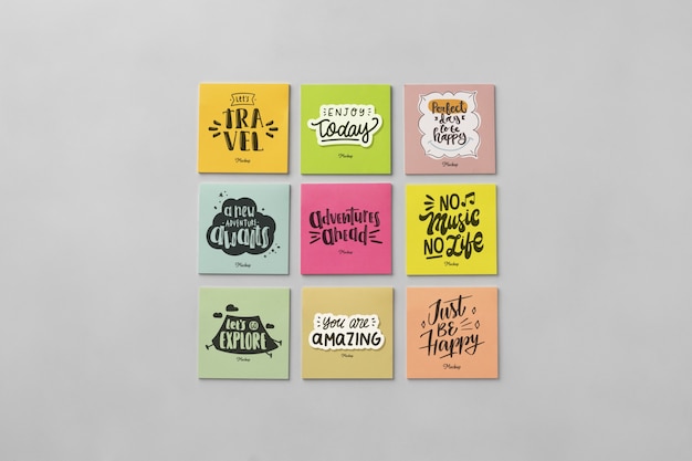 PSD small portable post it notes mockup design