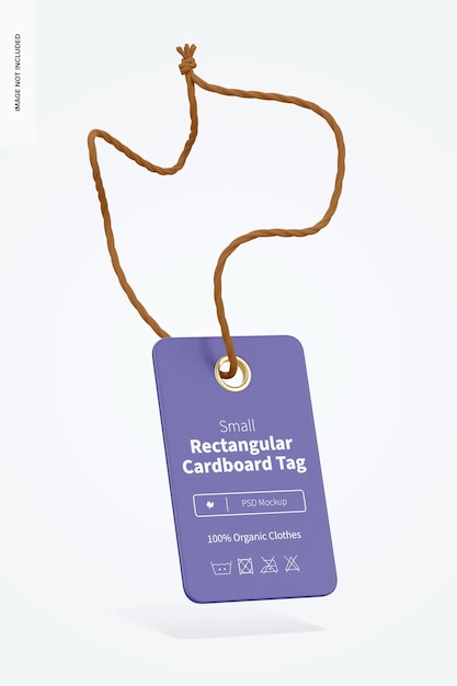 Small Rectangular Cardboard Tag Mockup, Falling