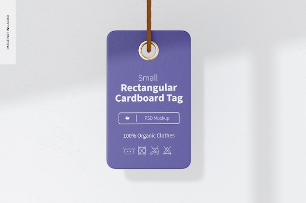 PSD small rectangular cardboard tag mockup, front view