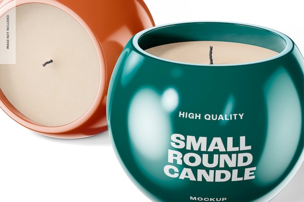 Piccole candele rotonde mockup, close up