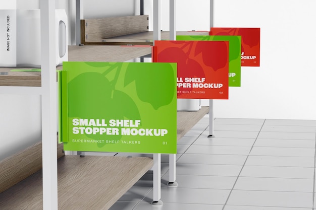 Small shelf stoppers mockup, front view