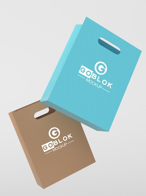 Small shopping paper bag mockup