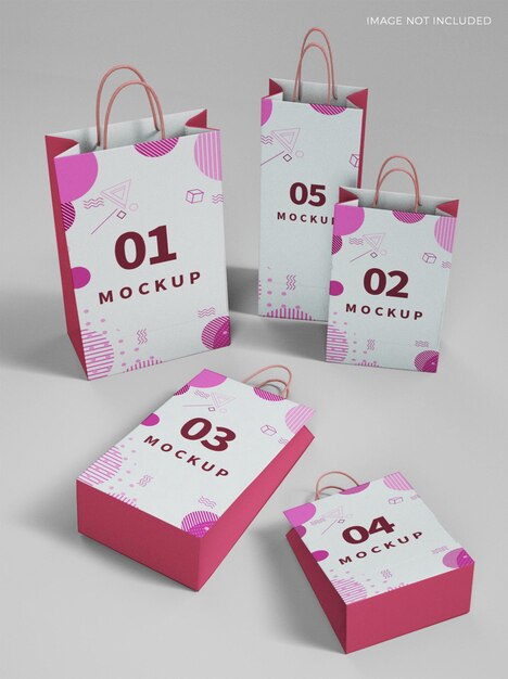 Small shopping paper bag mockup