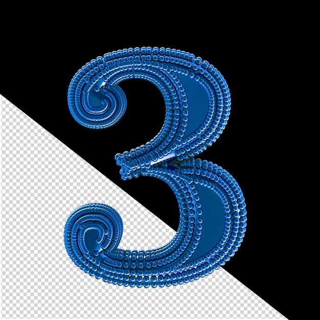 PSD small spheres on the blue symbol number 3