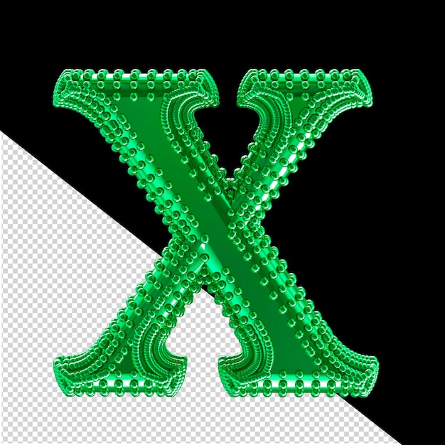 Small spheres on the green symbol letter x