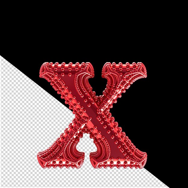 PSD small spheres on the red symbol letter x