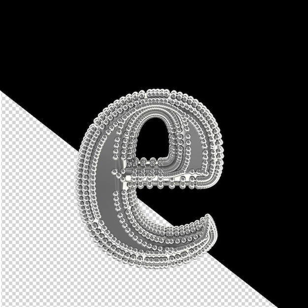 PSD small spheres on the silver symbol letter e