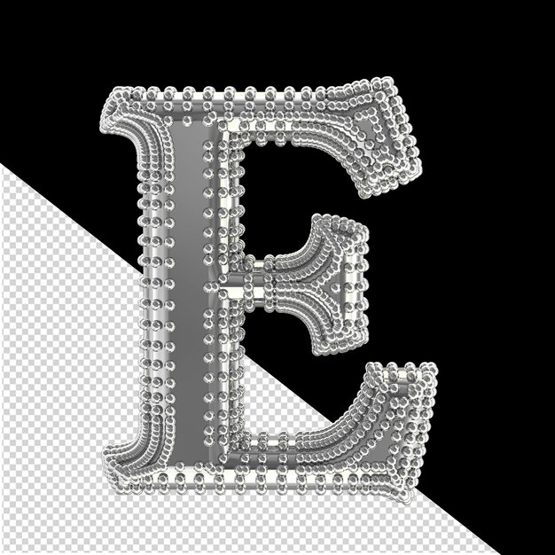 PSD small spheres on the silver symbol letter e