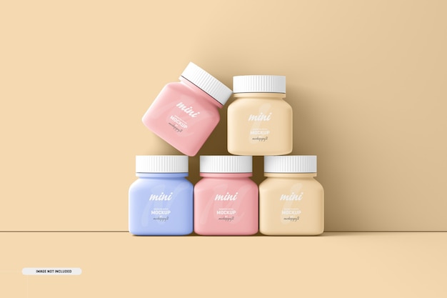 Small Square Pill Supplement Bottle Mockup