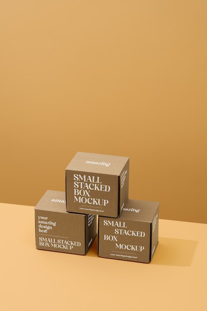 PSD small stacked boxes mockup