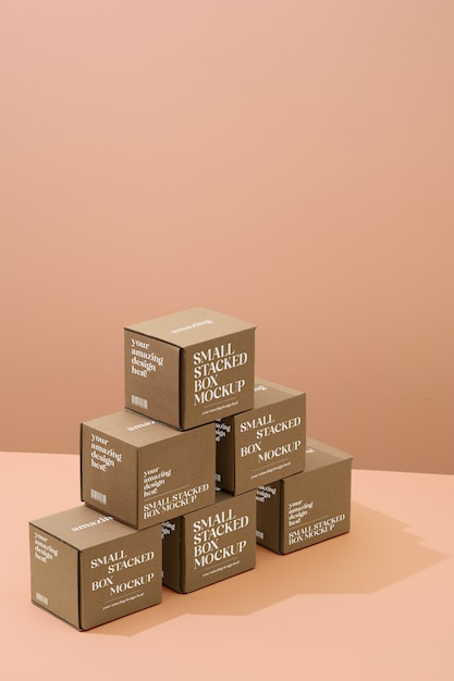 PSD small stacked boxes mockup