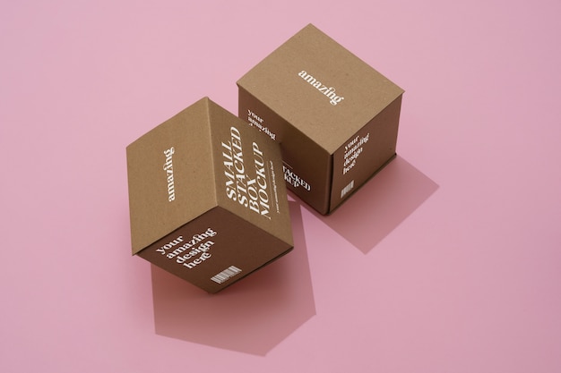 PSD small stacked boxes mockup