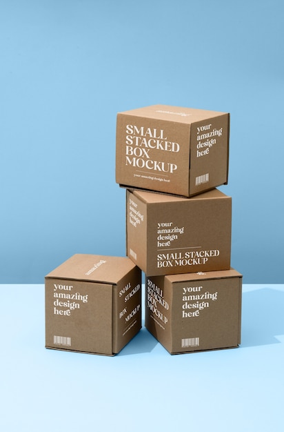 PSD small stacked boxes mockup