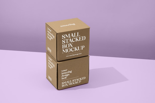 PSD mockup di piccole scatole impilate