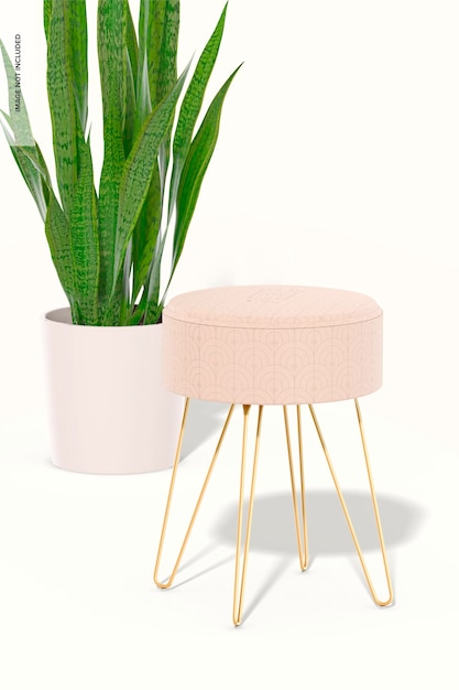 PSD small stool mockup, with plant