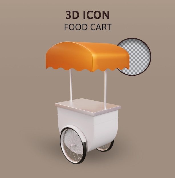 PSD small store food cart 3d rendering illustration