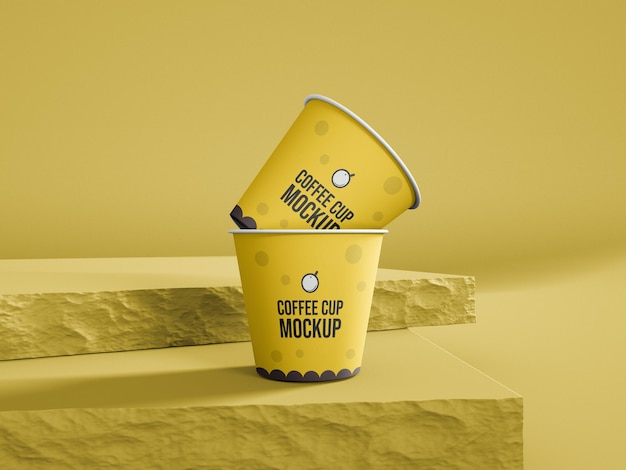 Small tea and coffee paper cup mockup one time cup