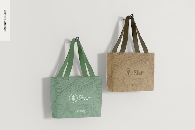 Borse tote piccole mockup appese