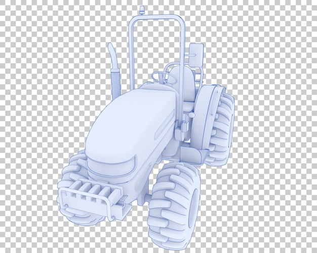 Маленький трактор на прозрачном фоне 3d рендеринг иллюстрации