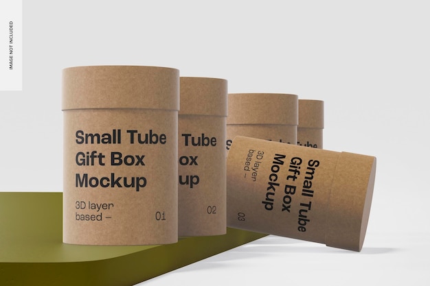 Small tube gift boxes mockup