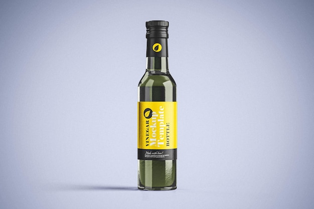 Small vinegar bottle mockup with yellow label