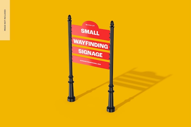 Small wayfinding signage mockup, perspective