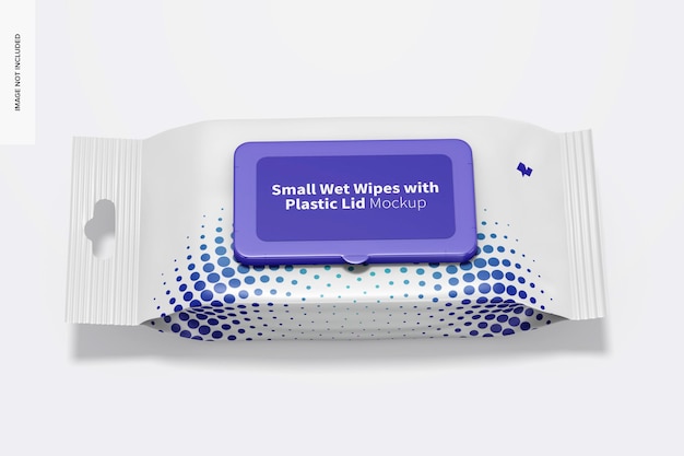 small wet wipes with plastic lid packaging mockup