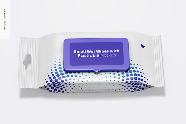 PSD small wet wipes with plastic lid packaging mockup