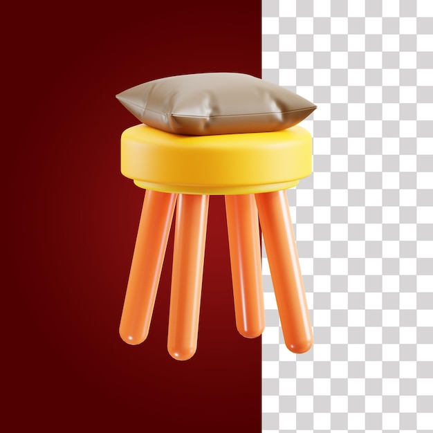 Small wooden chair 3d icon 1