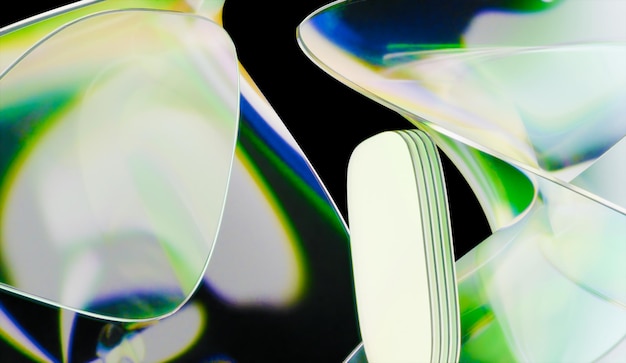 smart 3d render of abstract iridescent glass background made with 3d software