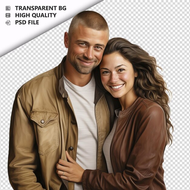 Smart american couple ultra realistic style white backgro