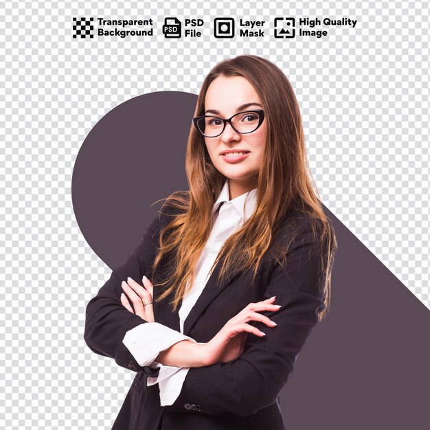 PSD smart business woman with glasses portrait taransparent psd