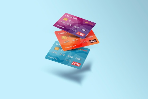 Smart card, plastic card, gift card, discount card, debit card mockup template