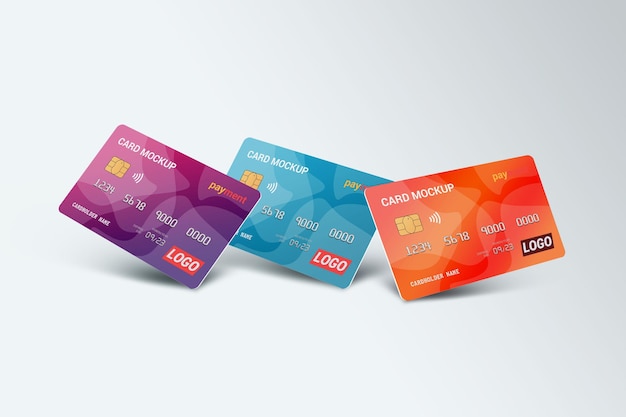 PSD smart card, plastic card, gift card, discount card, debit card mockup template