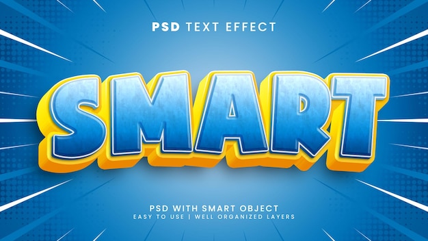 Smart cartoon comic 3d editable text effect with hero and game text style