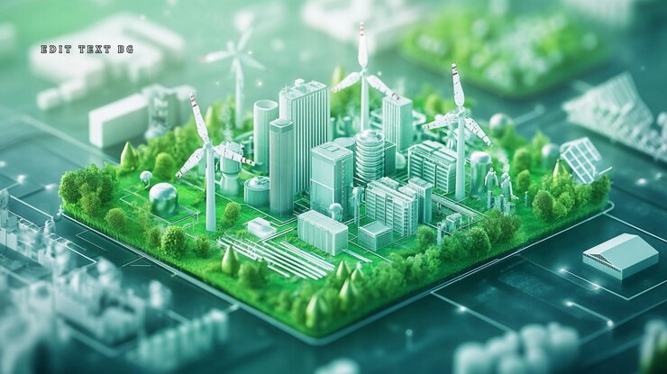 PSD smart city green energy sustainable technology ecofriendly urban landscape